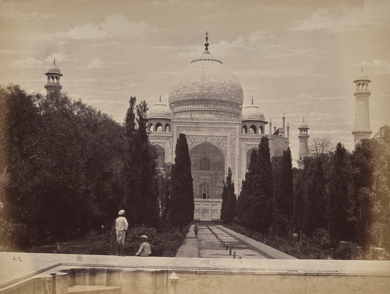 Agra. Kilátás a Tádzsra Nootkan, a Világ Fénye, Akbar császár felesége előtt, kilátás a folyóról alkotó: Samuel Bourne