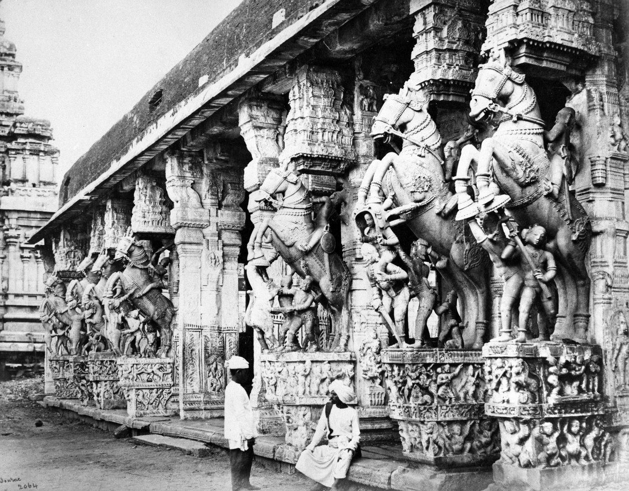Faragott lóoszlopok a Ranganatha templomban, Srirangamban, 1869 alkotó: Samuel Bourne