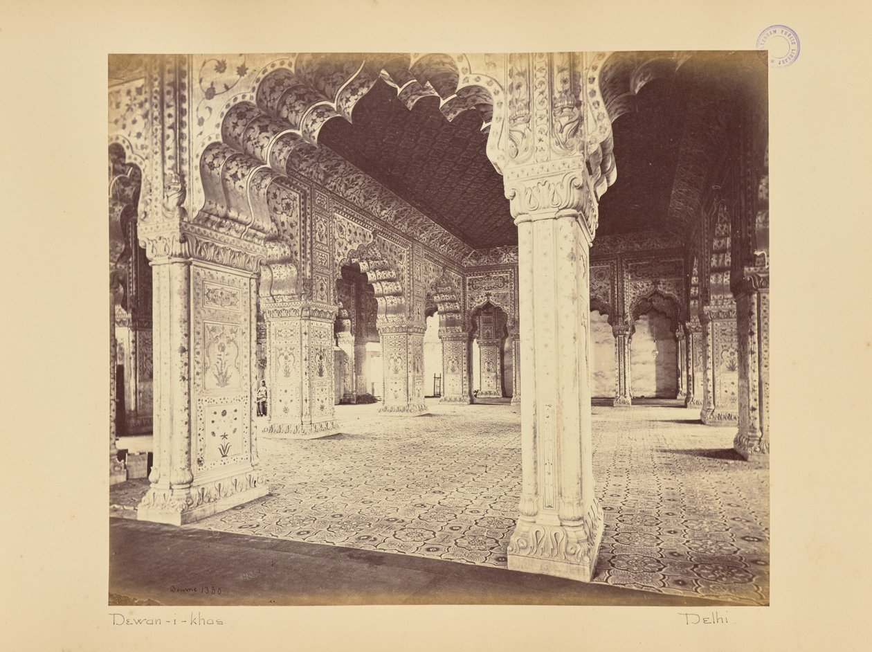 Delhi; a palota, a Dewan-i-Kass belső tere alkotó: Samuel Bourne