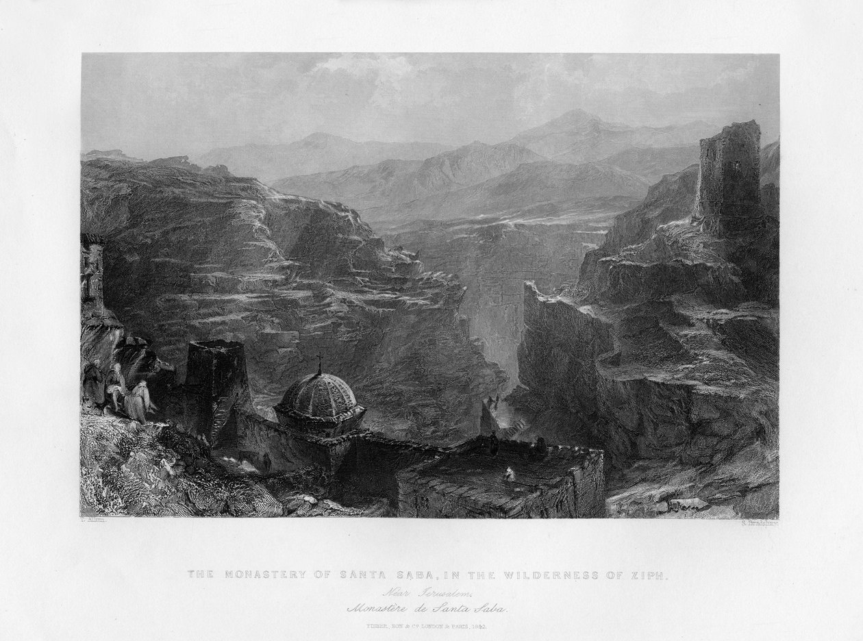 Santa Saba kolostor Mar Saba, Izrael, 1841. alkotó: Samuel Bradshaw
