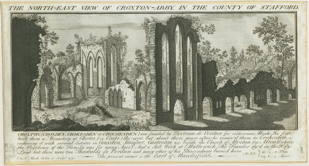 Croxden Abbey: metszet alkotó: Samuel Buck