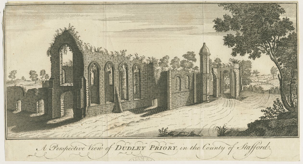 Dudley Priory: metszet alkotó: Samuel Buck