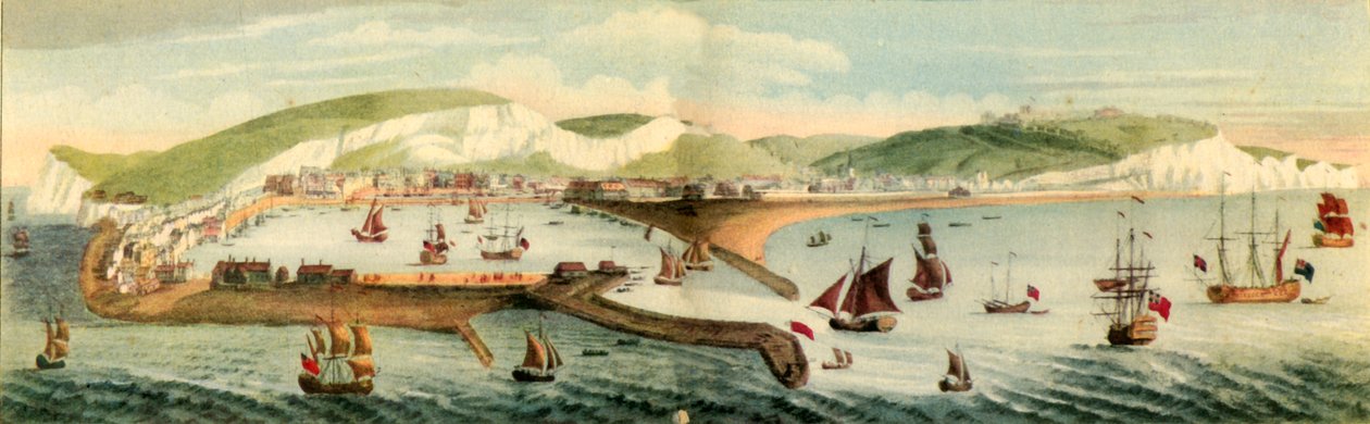 „The South Prospect of Dover, Kent megyében”, 1749, 1942 alkotó: Samuel Buck