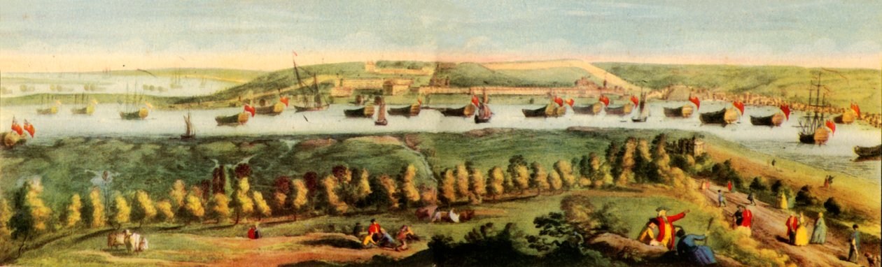 "The West Prospect of Őfelsége Dockyard, at Chatham", 1738, 1942 alkotó: Samuel Buck