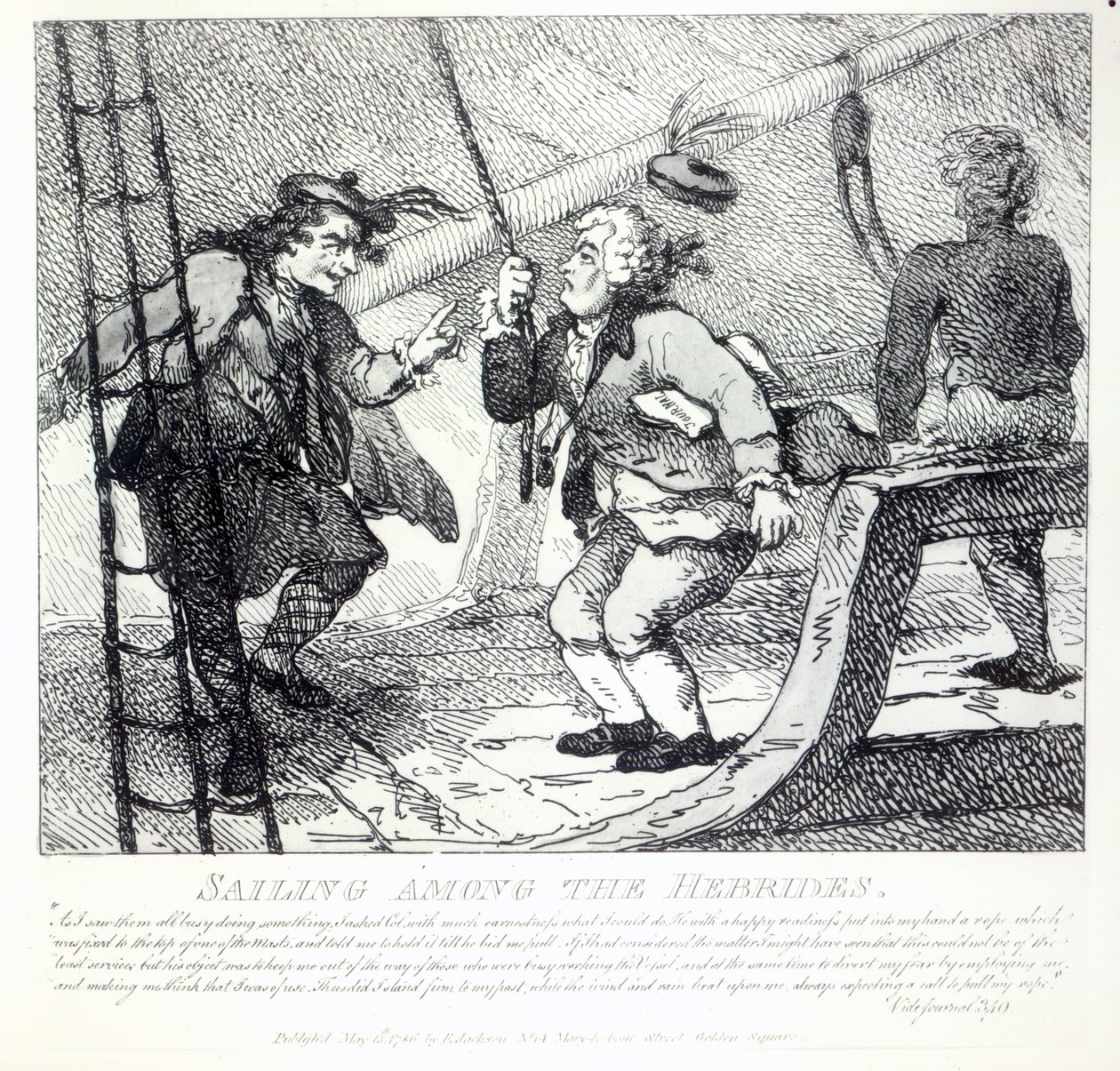 Vitorlázás a Hebridák között a „Boswell festői szépségei, első rész” című filmből, Thomas Rowlandson metszet, 1786 alkotó: Samuel Collings