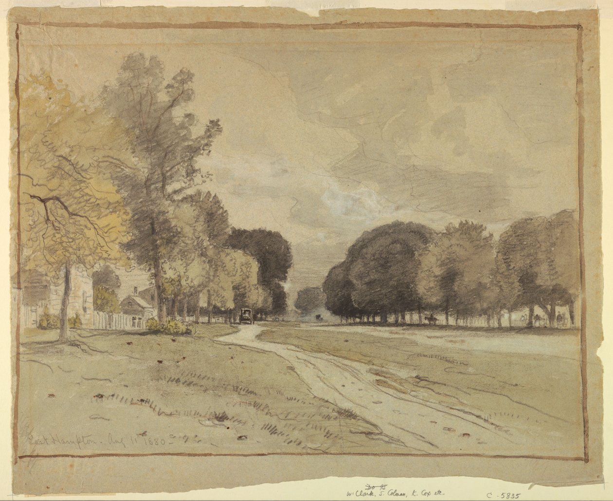 Rajz, Main Street, East Hampton, Long Island, 1880. augusztus 11. alkotó: Samuel Colman