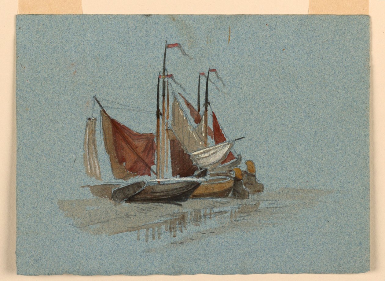 Rajz, vázlatok. Halászok vitorlásai, 1872 alkotó: Samuel Colman