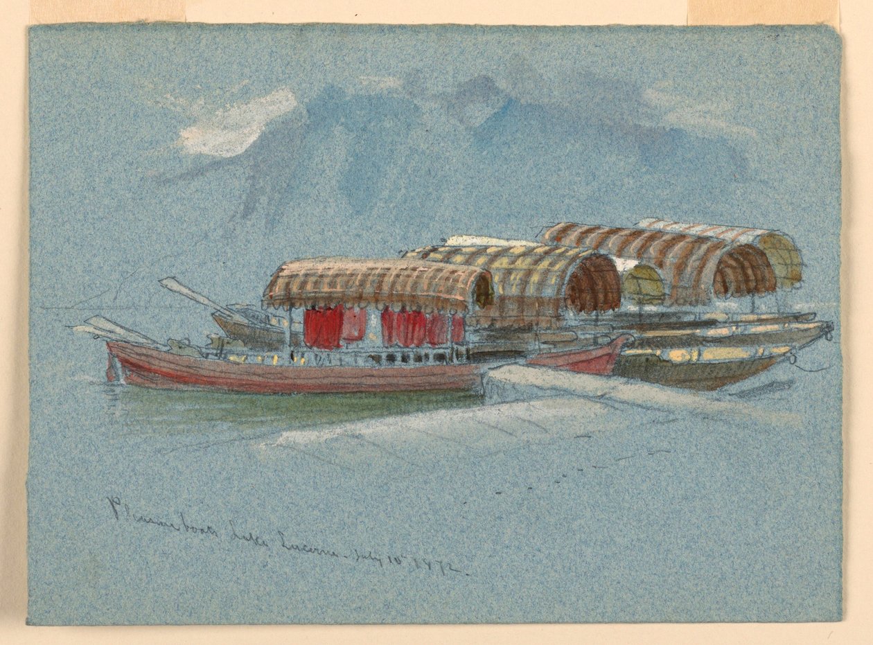 Rajz, vázlatok. Élményhajók, Luzerni-tó, Svájc, 1872. július 10. alkotó: Samuel Colman