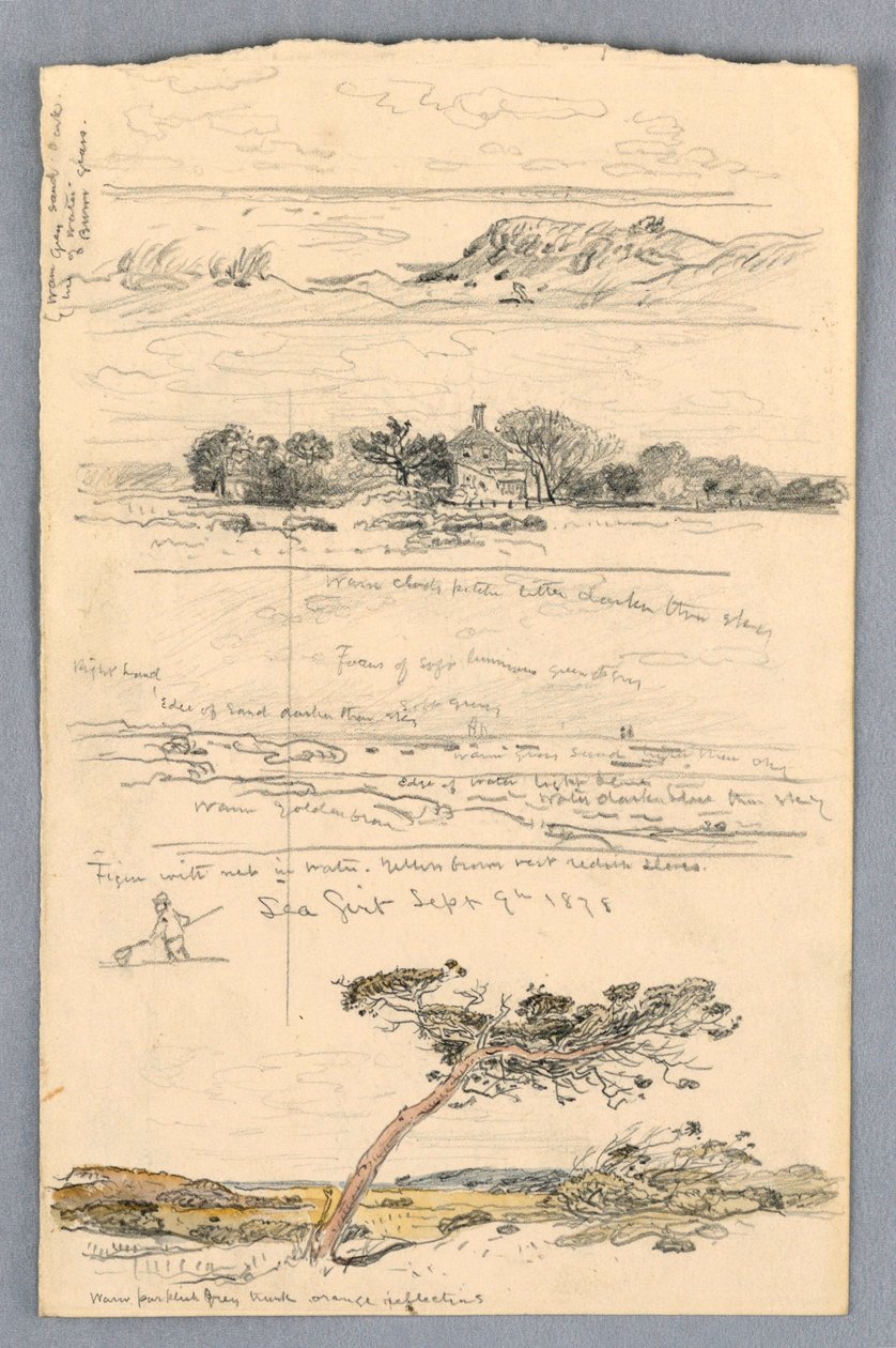 Rajz, vázlatok Sea Girtből, New Jersey, 1878 szeptembere alkotó: Samuel Colman