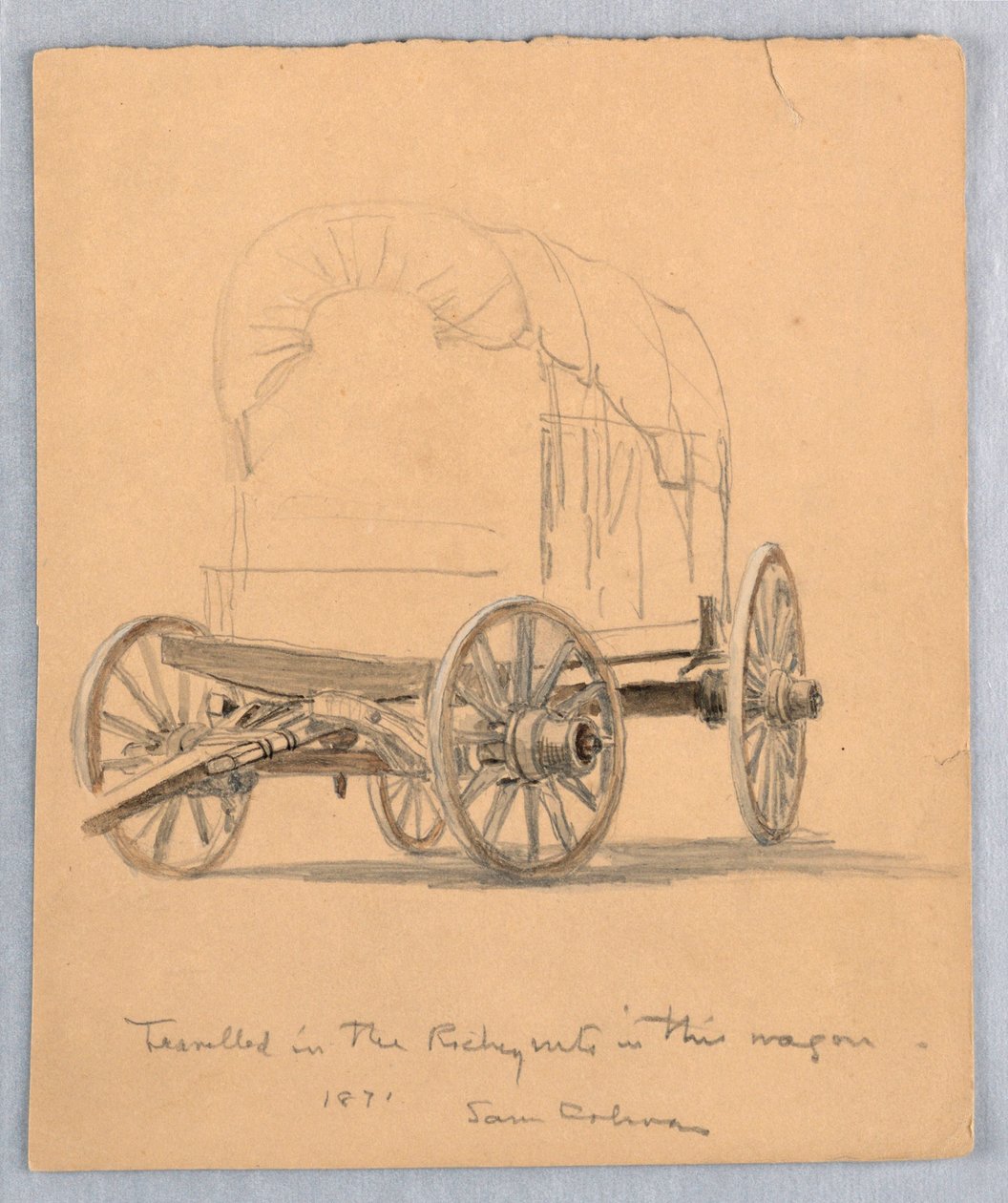 Rajz, Fedett kocsik tanulmánya, 1871 alkotó: Samuel Colman