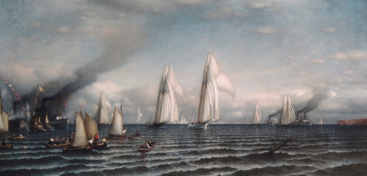 Végezze el az első nemzetközi versenyt az Amerika Kupáért, 1870. augusztus 8., 1870. alkotó: Samuel Colman
