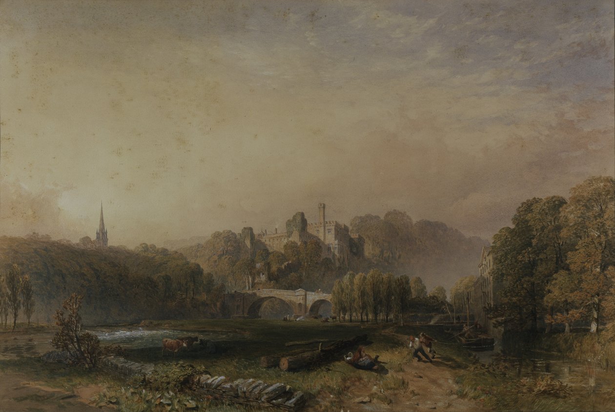 Kilátás a Lismore-kastélyra a 6. Devonshire herceg átalakítása során (akvarell papíron) alkotó: Samuel Cook