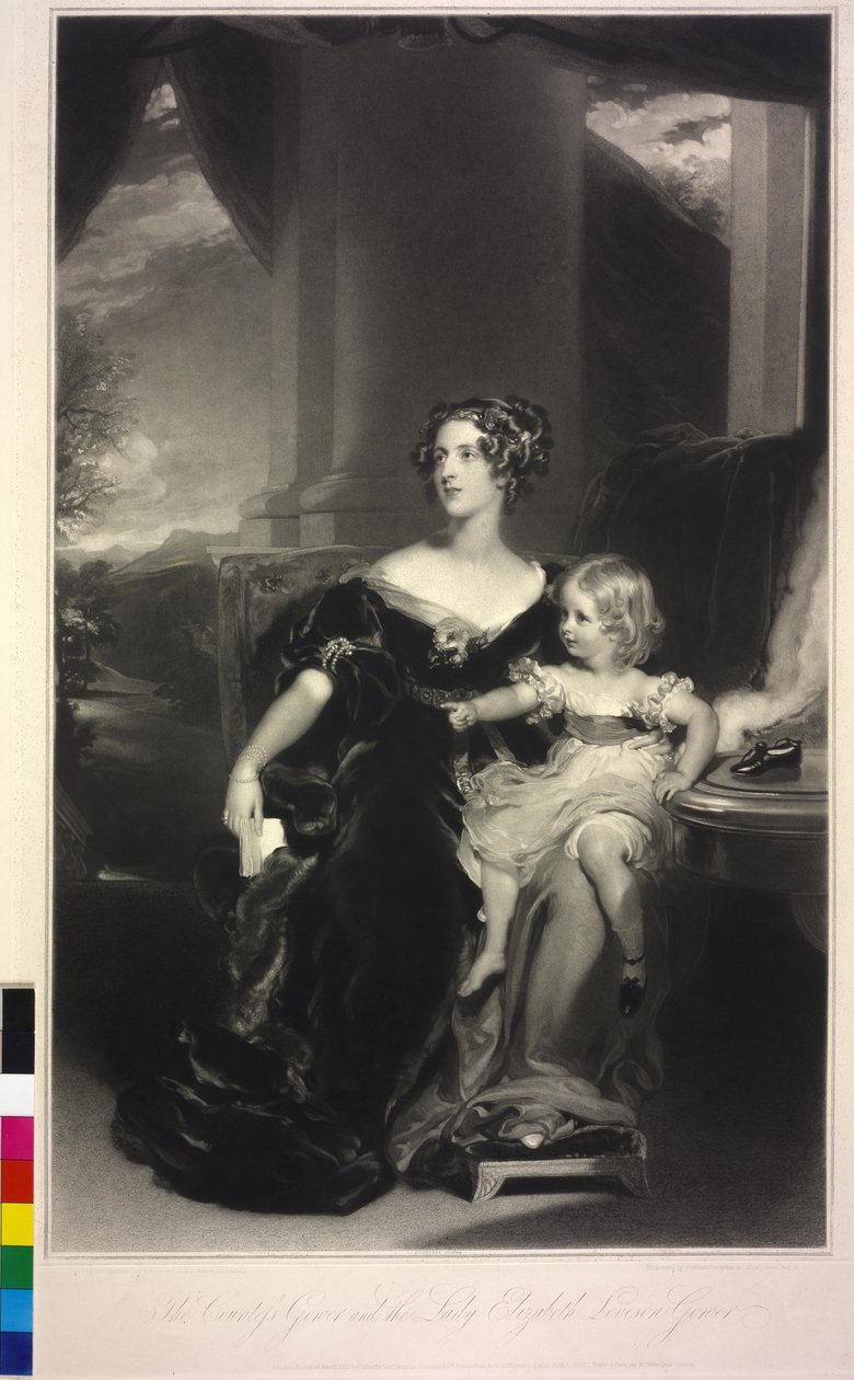 Lady Harriet Elizabeth Georgiana Howard és lánya, Lady Elizabeth Georgiana Leveson-Gower alkotó: Samuel Cousins