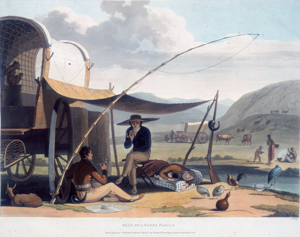 Egy búr család megállása alkotó: Samuel Daniell