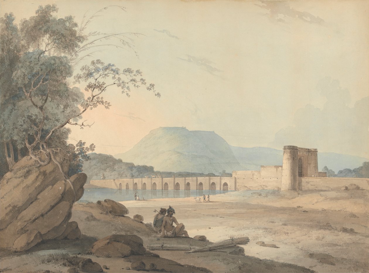 Bidzee Ghur, a Village Mow közelében készült [Mhow] alkotó: Samuel Davis