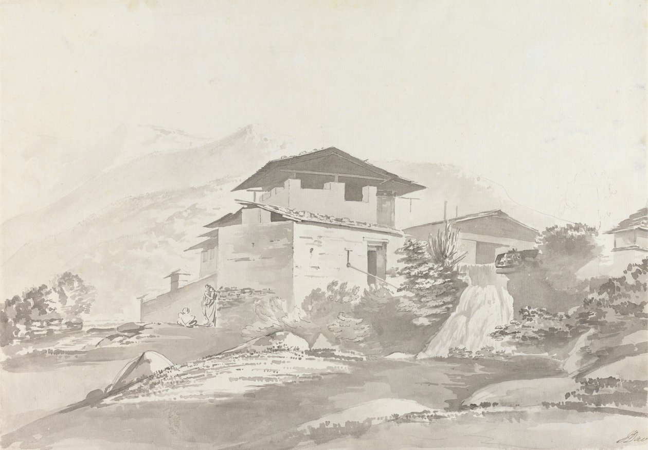 Tassisudon közelében [Tashicho Dzong] alkotó: Samuel Davis