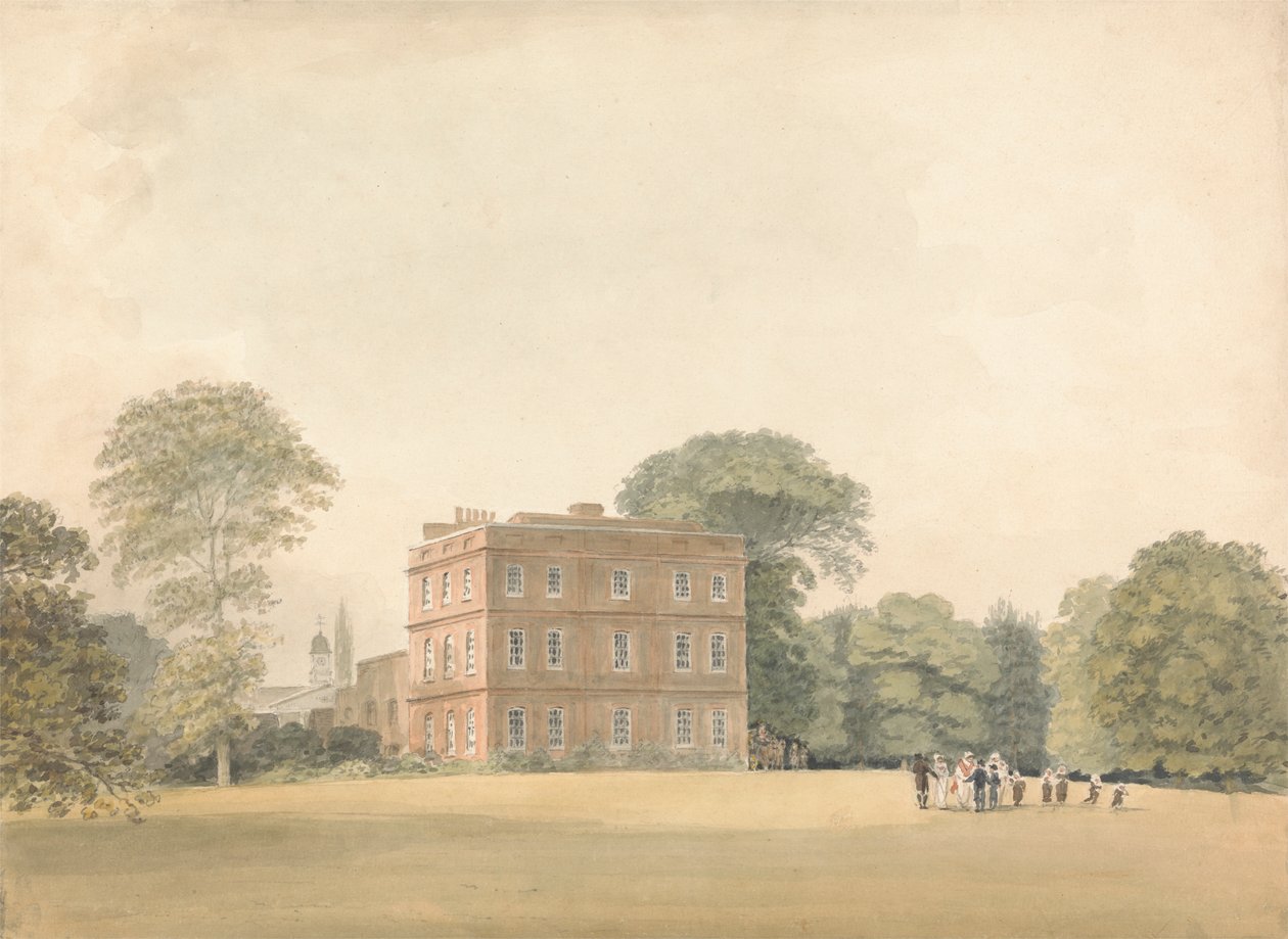 Oldalnézetből az Ayot House-ra, Hertfordshire-ben alkotó: Samuel Davis