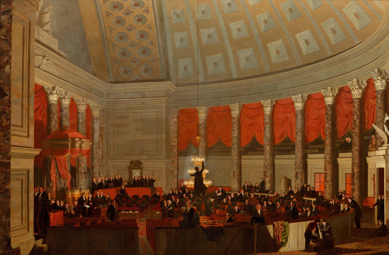 A képviselőház 1822-ben, valószínűleg 1823 átdolgozása. alkotó: Samuel Finley Breese Morse