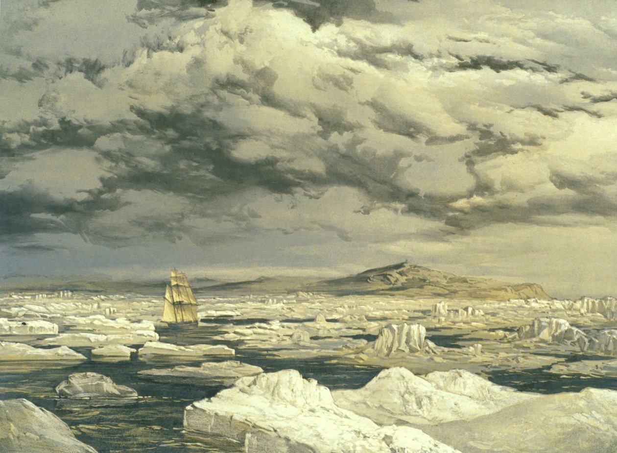 Első földfelfedezés a HMS Investigator által, 1850. szeptember 6., vésette E. Walker, 1854 alkotó: Samuel Gurney Cresswell