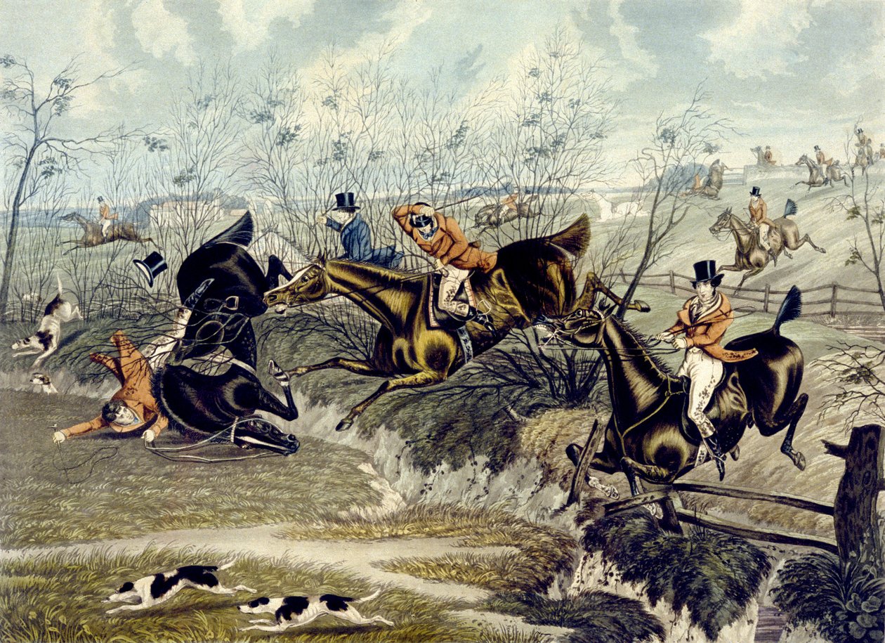 A Grand Leicestershire-i rókavadászat, 3. tábla, Charles Hunt metszet (színes litó) alkotó: Samuel Henry (after) Alken