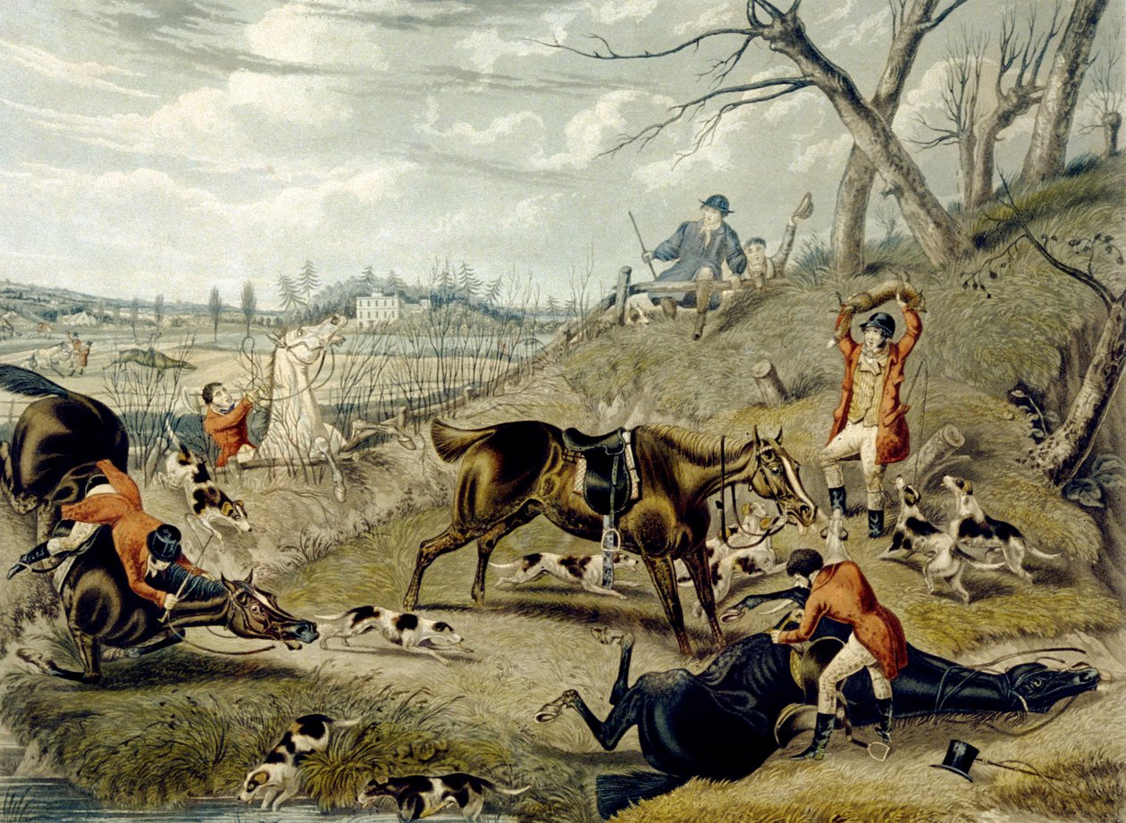 A Grand Leicestershire-i rókavadászat, 4. tábla, Charles Hunt gravírozása alkotó: Samuel Henry (after) Alken