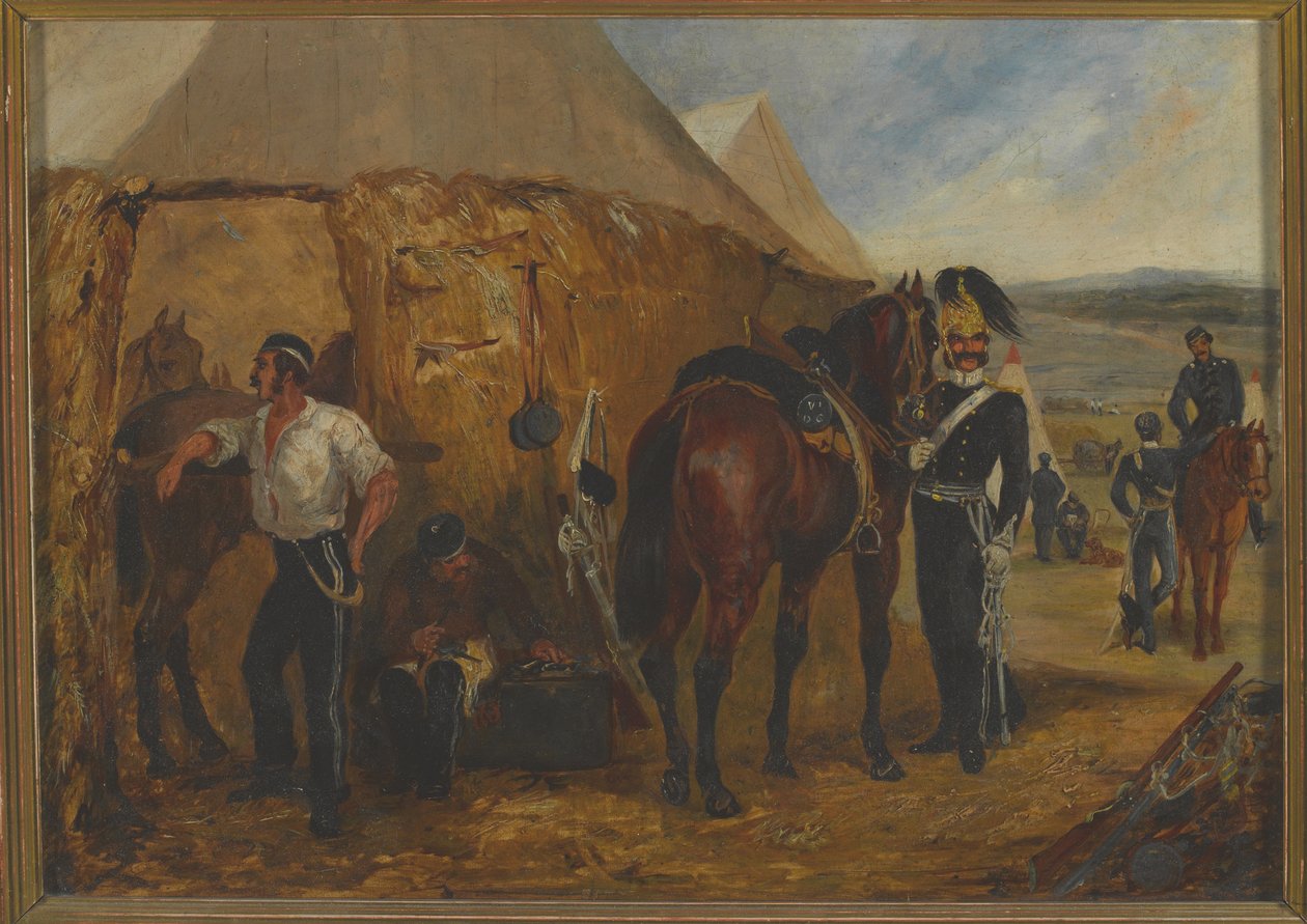 A 6. dragonyos gárda a Chobham-táborban, 1853. június 14. és augusztus 25. között alkotó: Samuel Henry Alken