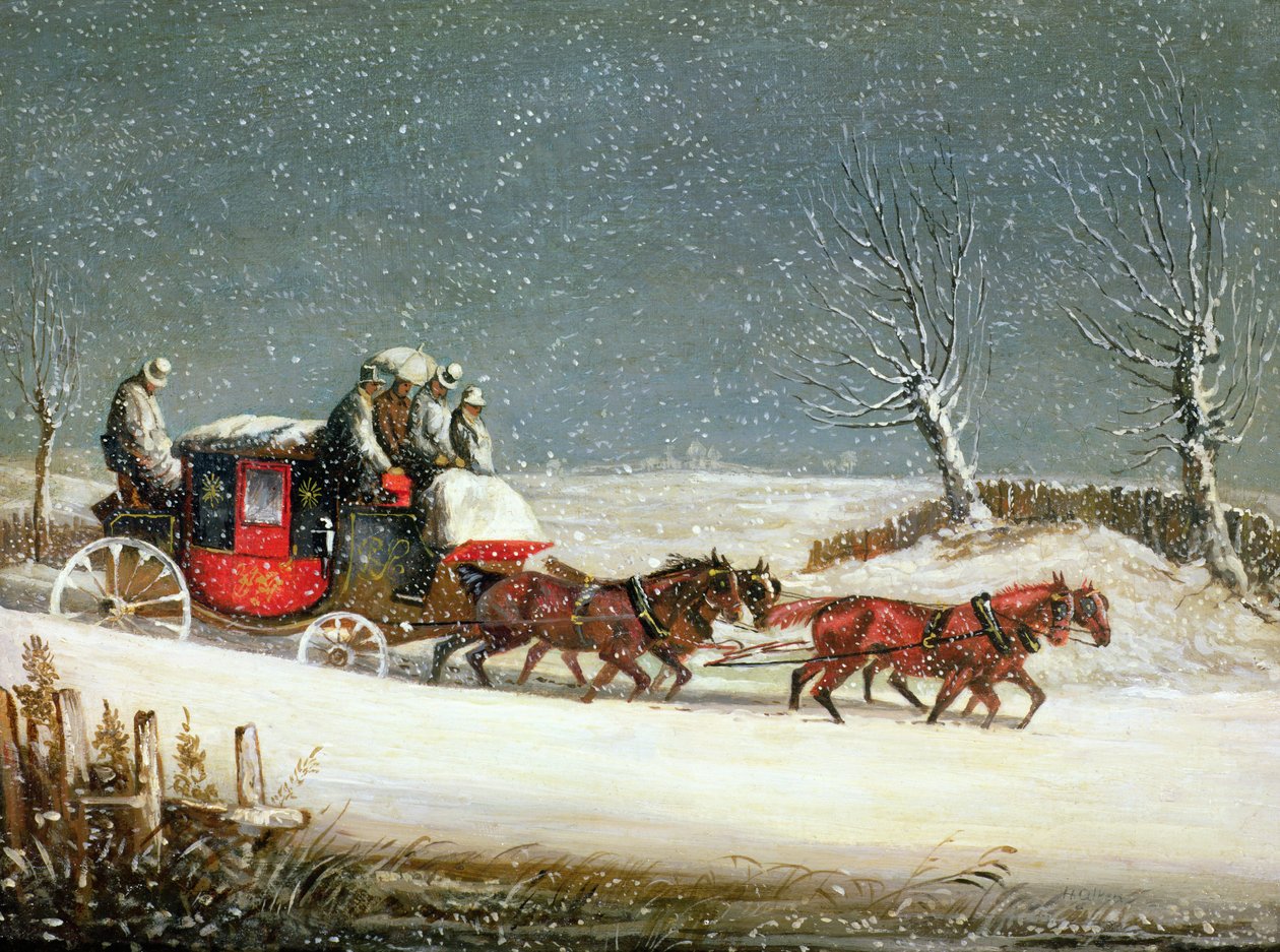 The Royal Mail in Deep Snow (olaj a panelen) alkotó: Samuel Henry Alken
