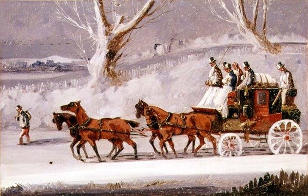 Királyi posta hóviharban (olaj a panelen) alkotó: Samuel Henry Alken