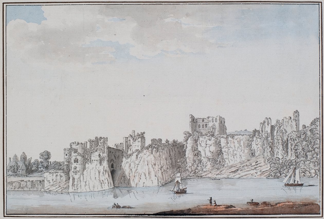 Chepstow Castle (tinta és akvarell, papír) alkotó: Samuel Hieronymous Grimm