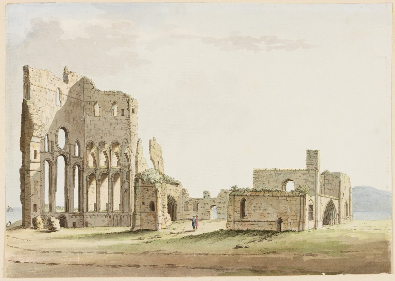 Tynemouth Priory, Northumberland (toll és tinta és wc papírra) alkotó: Samuel Hieronymous Grimm