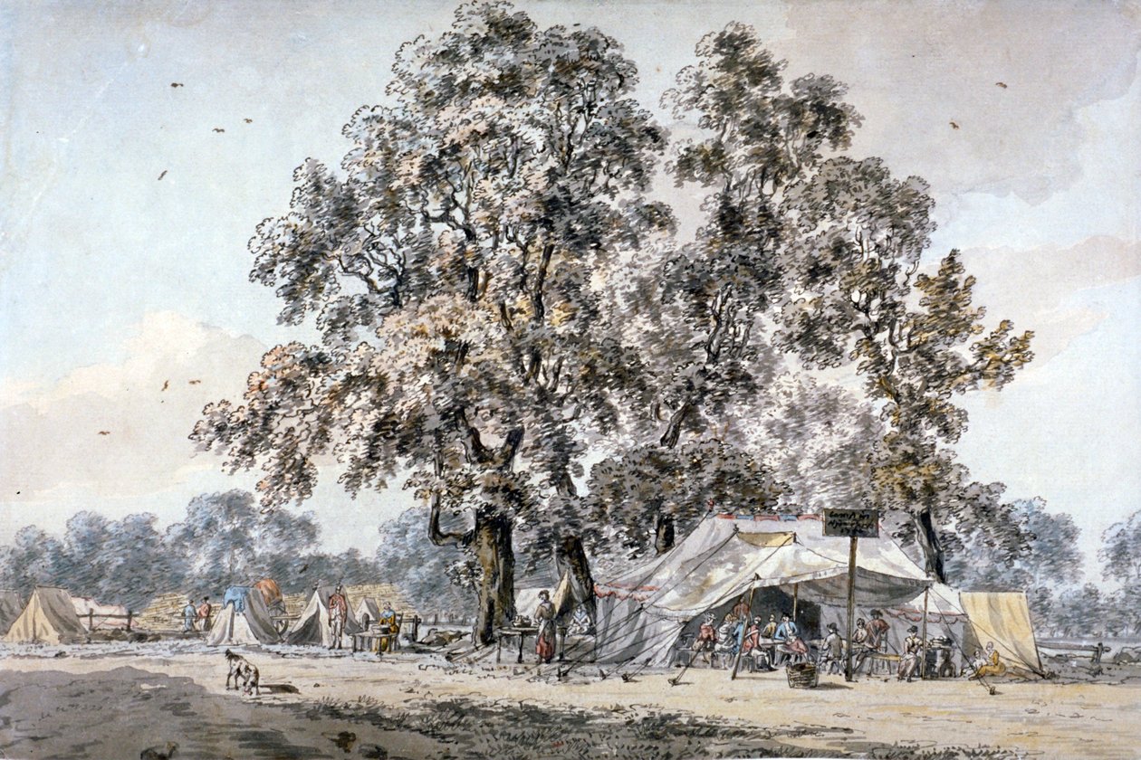 Katonai tábor a londoni Hyde Parkban, 1780. alkotó: Samuel Hieronymus Grimm