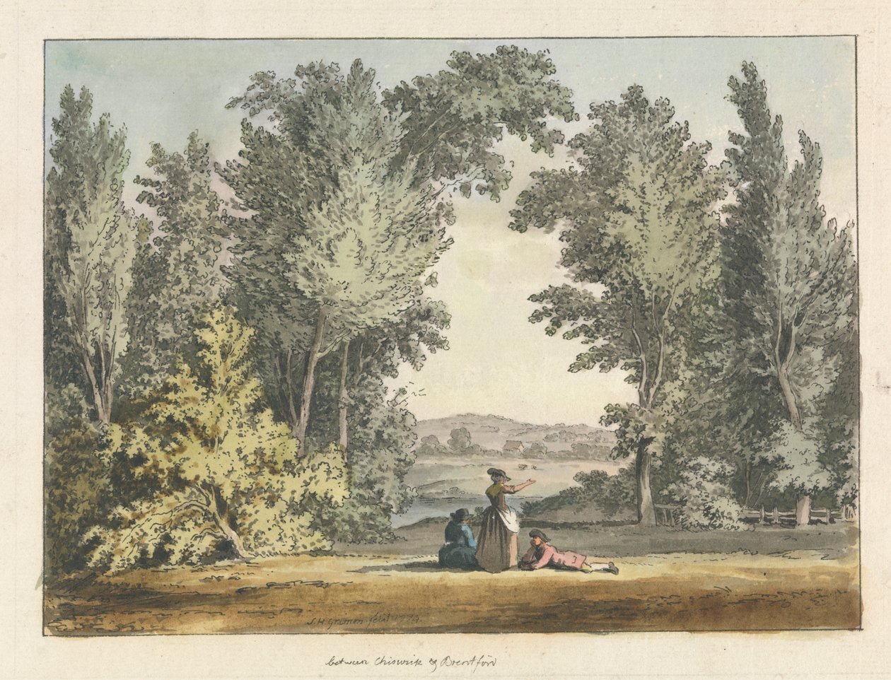 Chiswick és Brentford között alkotó: Samuel Hieronymus Grimm