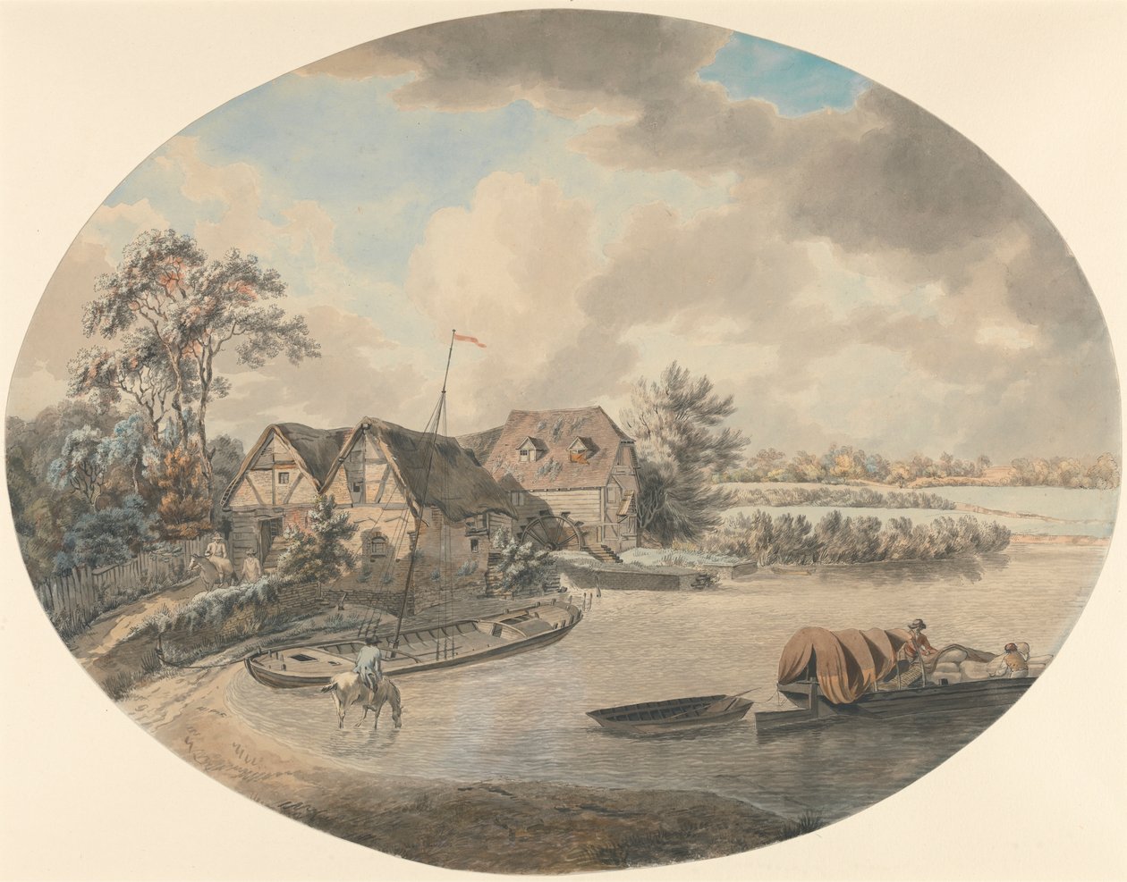Mill on the Avon, Pershore, Worcestershire alkotó: Samuel Hieronymus Grimm