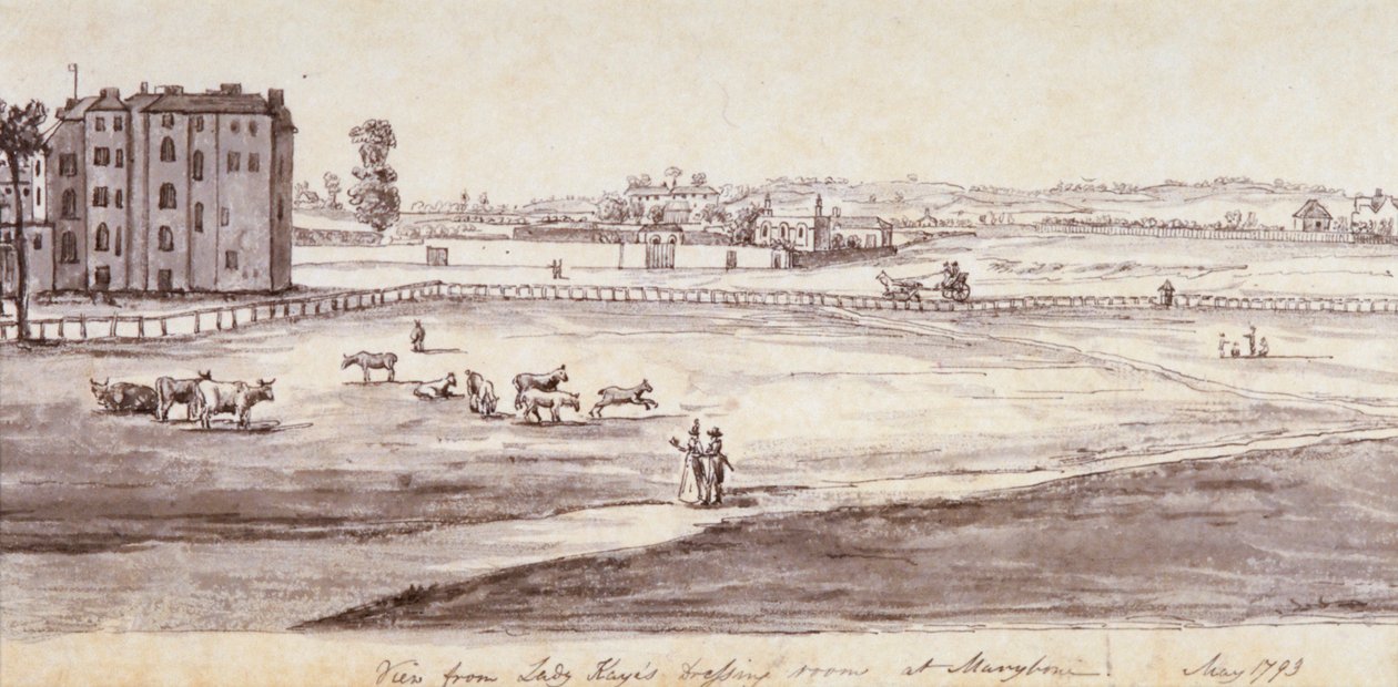 Kilátás Lady Kaye Marylebone-i öltözőjéből, 1793 alkotó: Samuel Hieronymus Grimm