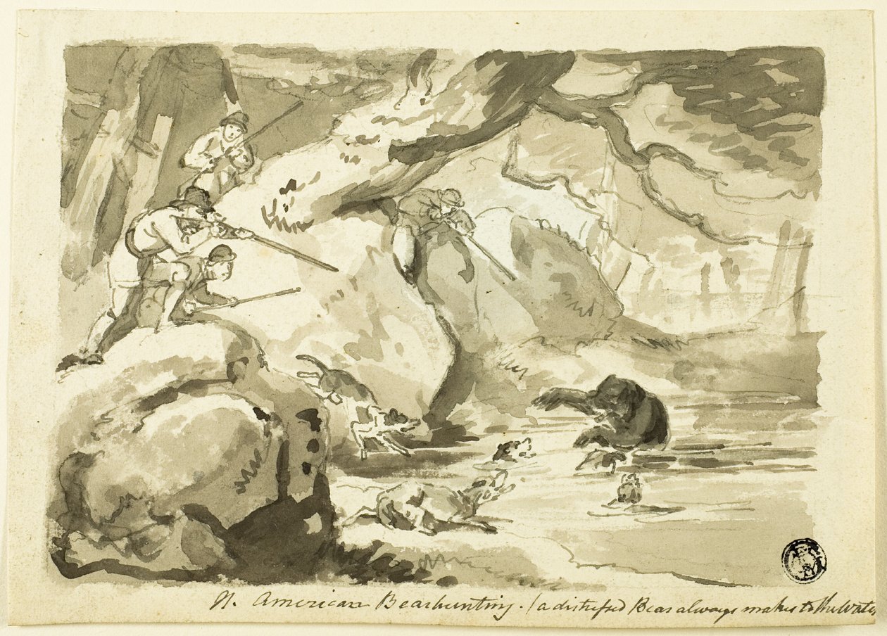 Észak-amerikai medvevadászat (recto); Shell (fordítva) alkotó: Samuel Howett