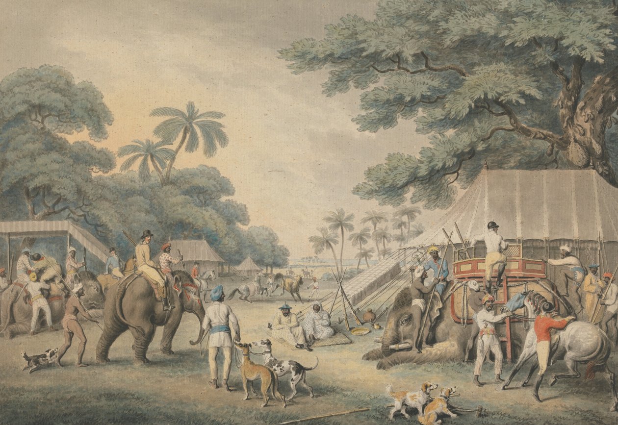 Indulás reggel: illusztráció Thomas Williamson kapitány „Oriental Field Sports” című művéhez alkotó: Samuel Howitt