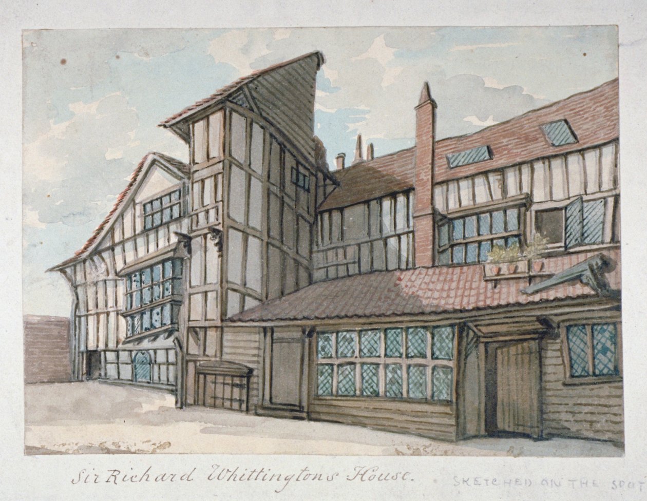 Sir Richard Whittington háza, Milton Street, London City, 1800 alkotó: Samuel Ireland