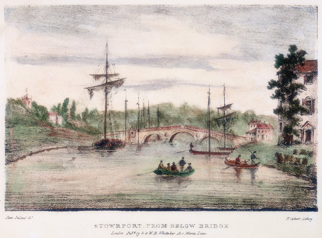 Stourport-on-Severn, Worcestershire, a híd alól, c1795. alkotó: Samuel Ireland