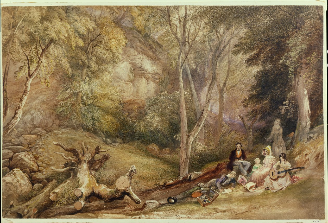 Rajzbuli Leigh Woodsban, 1830 körül (ceruza, akvarell és testfesték papíron) alkotó: Samuel Jackson