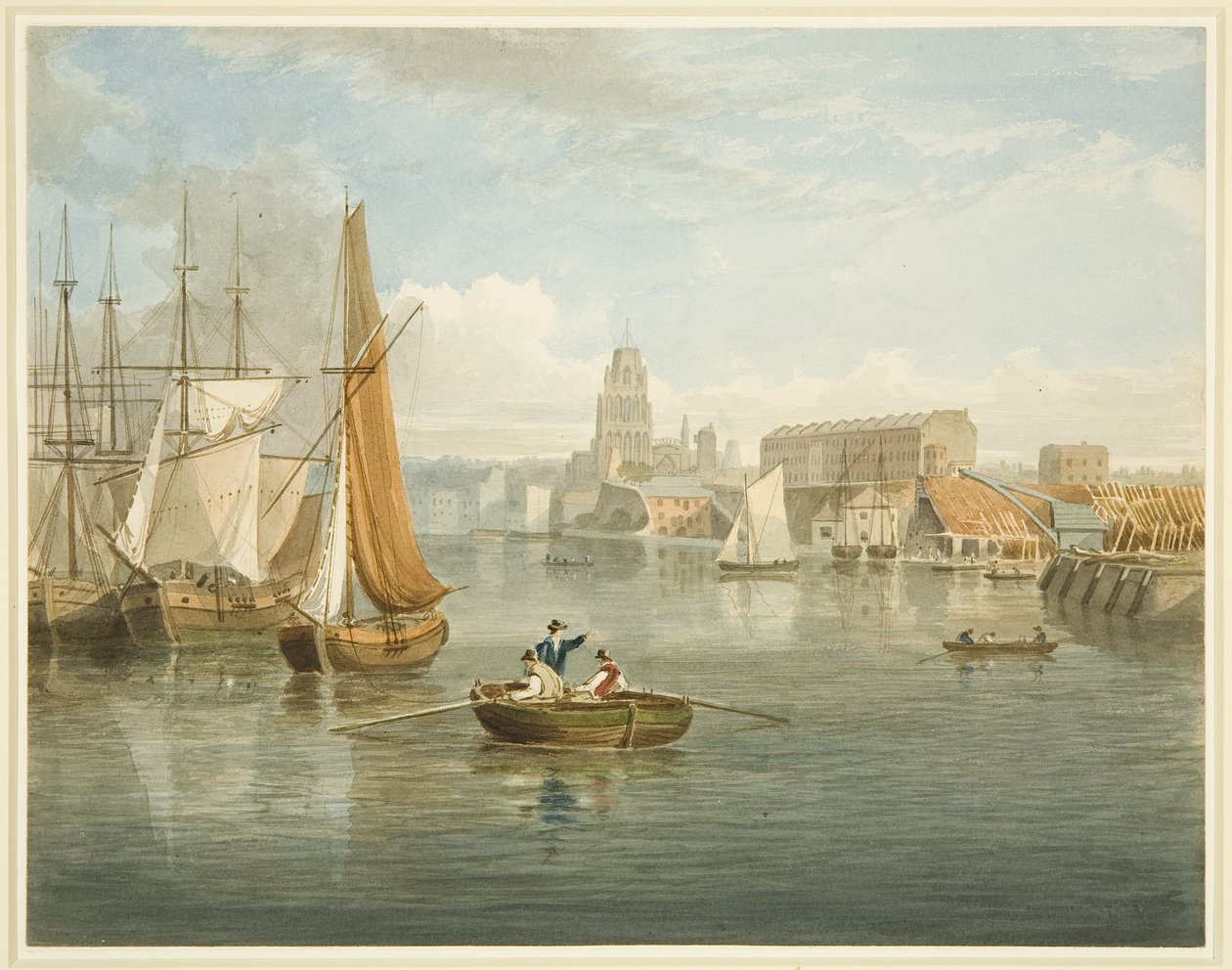 Felnéz az úszó kikötőre a Prince Street Bridge felől, amelyen Wapping és Redcliffe Parade látható alkotó: Samuel Jackson