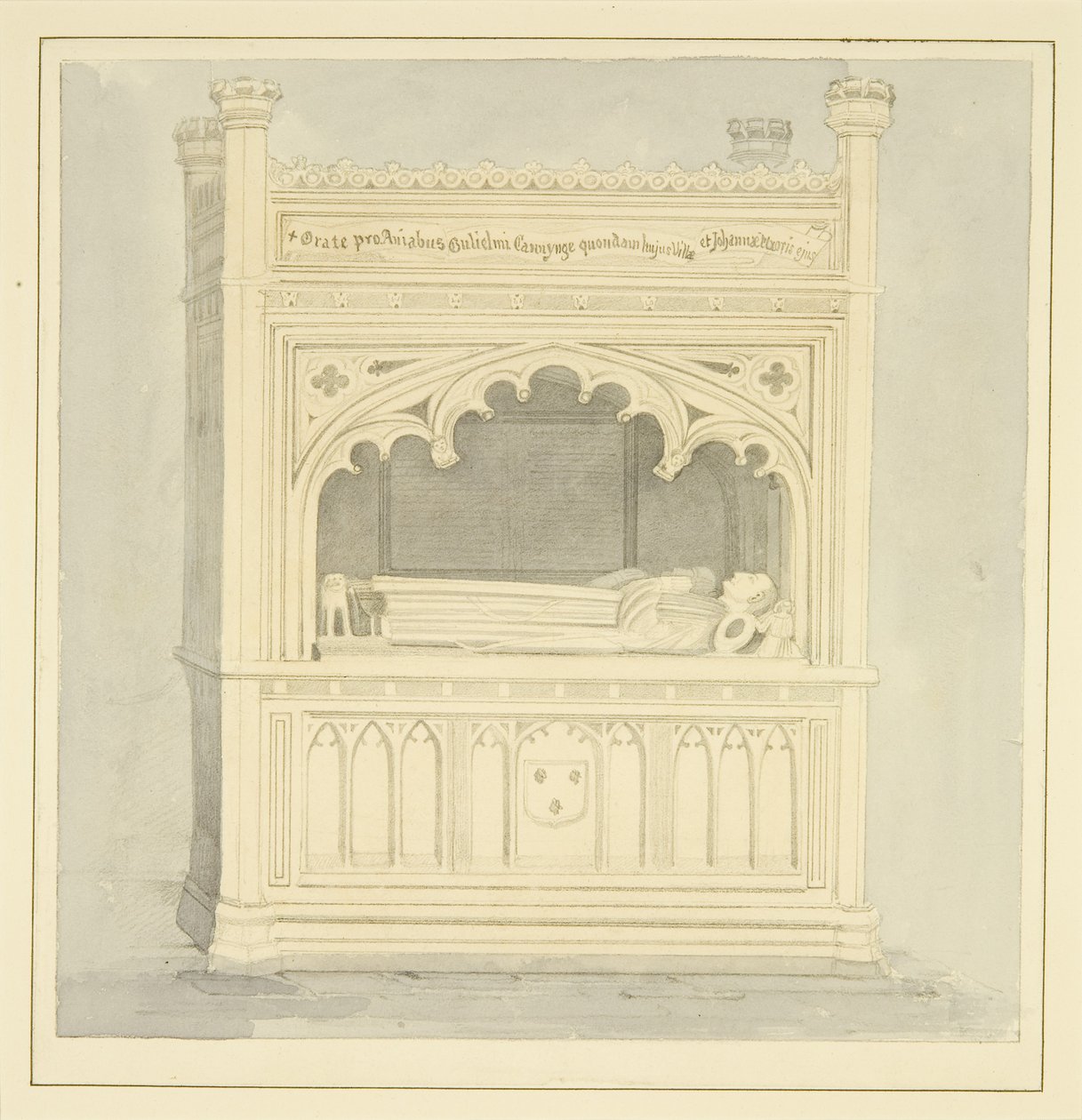 William Canynges emlékműve a St Mary Redcliffe-ben (ceruza és akvarell papíron) alkotó: Samuel Jackson