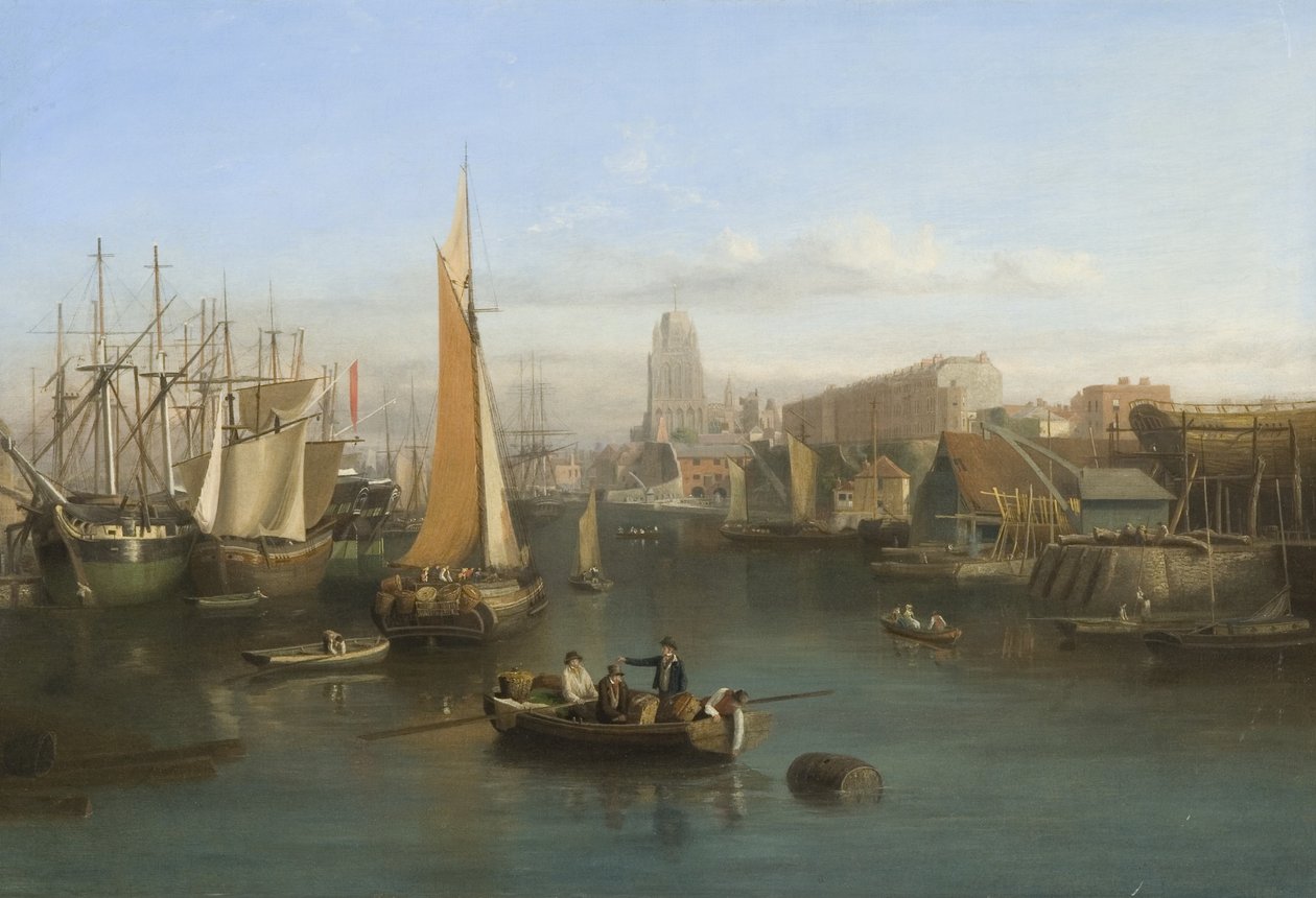 St Mary Redcliffe és Redcliffe Parade a Prince Street Bridge-ről, 1826 körül (olaj, vászon) alkotó: Samuel Jackson