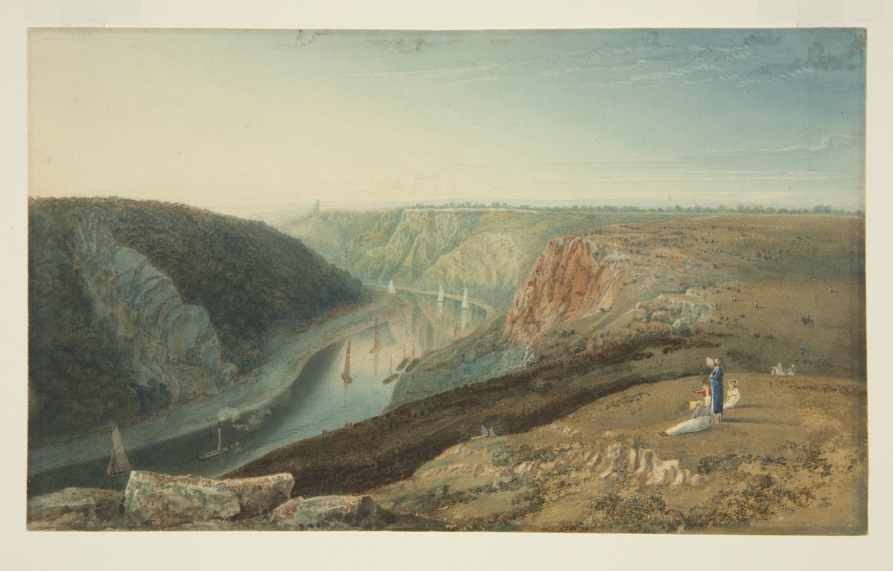 Az Avon Gorge a Near Clifton Obszervatóriumból, 1825 körül (akvarell és testfesték papíron) alkotó: Samuel Jackson