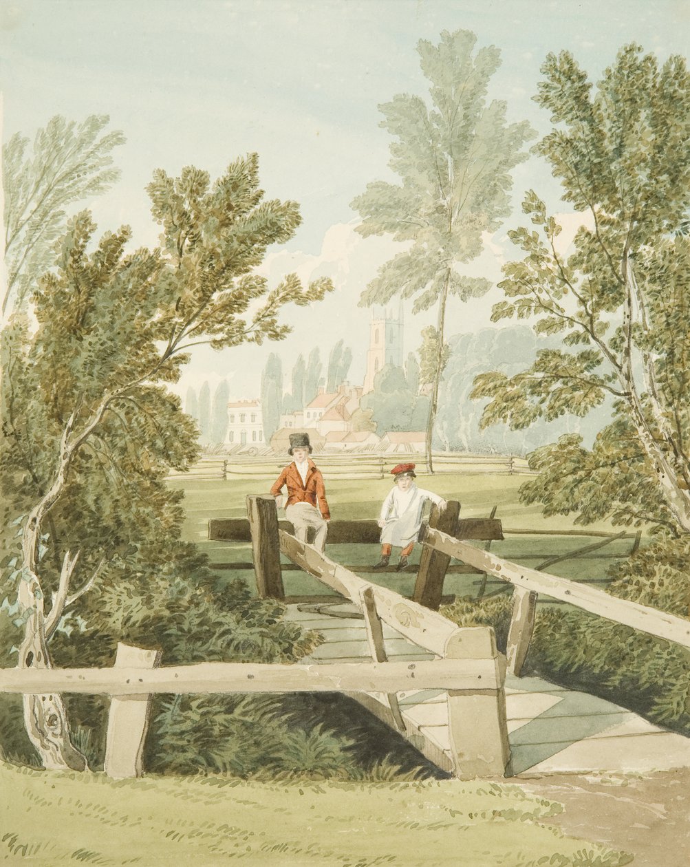 Two Boys on a Stile, Brislington Brook, 1824 körül alkotó: Samuel Jackson