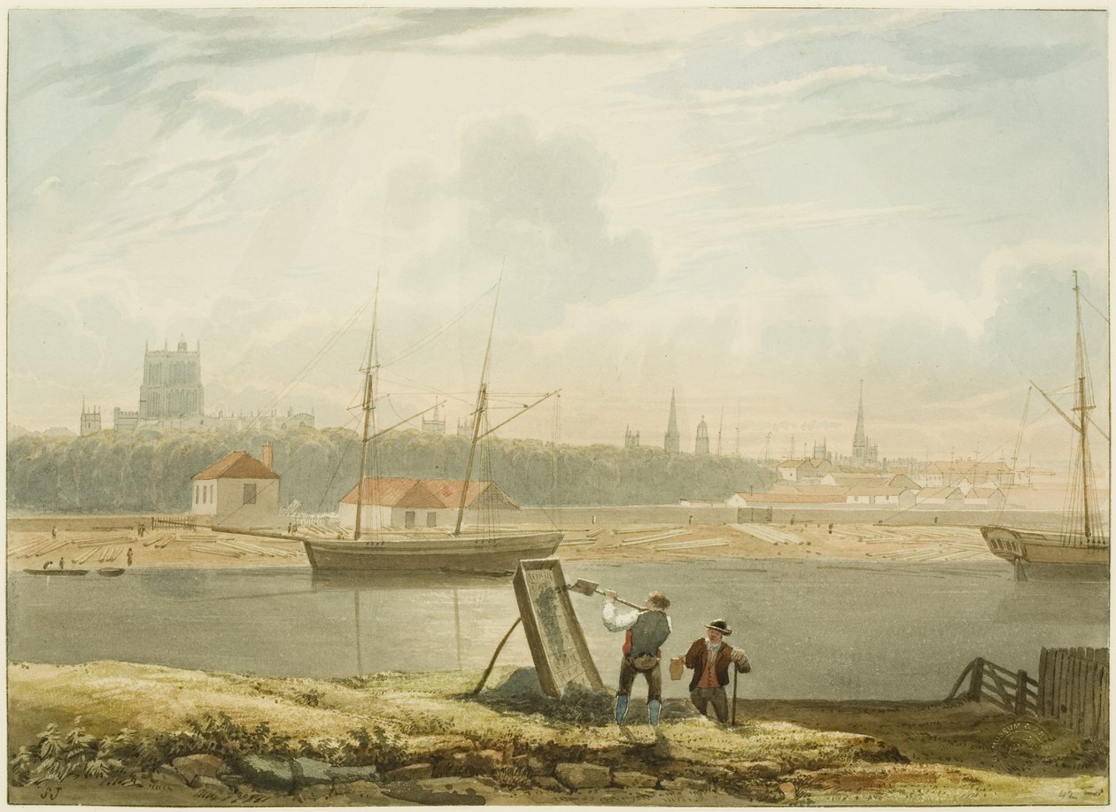Kilátás az úszó kikötőre, 1825 körül (ceruza és akvarell papíron) alkotó: Samuel Jackson