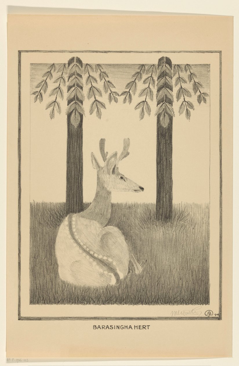 Barasinghahert (eredeti cím az objektumon) alkotó: Samuel Jessurun de Mesquita (signed by artist)