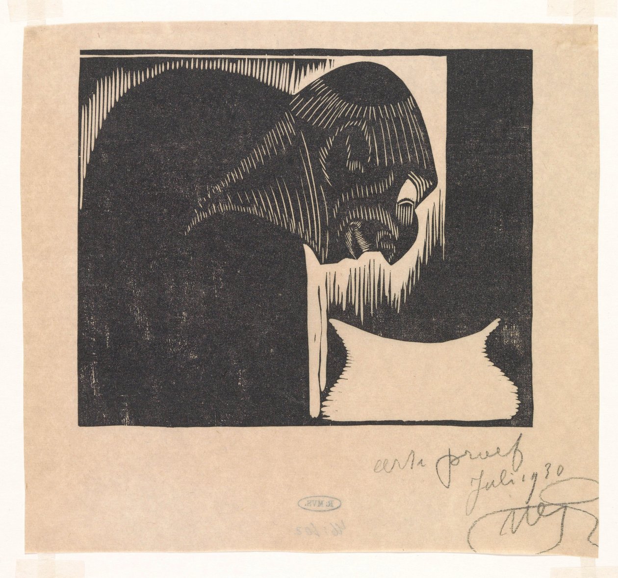 Hajlított ember tállal alkotó: Samuel Jessurun de Mesquita (signed by artist)