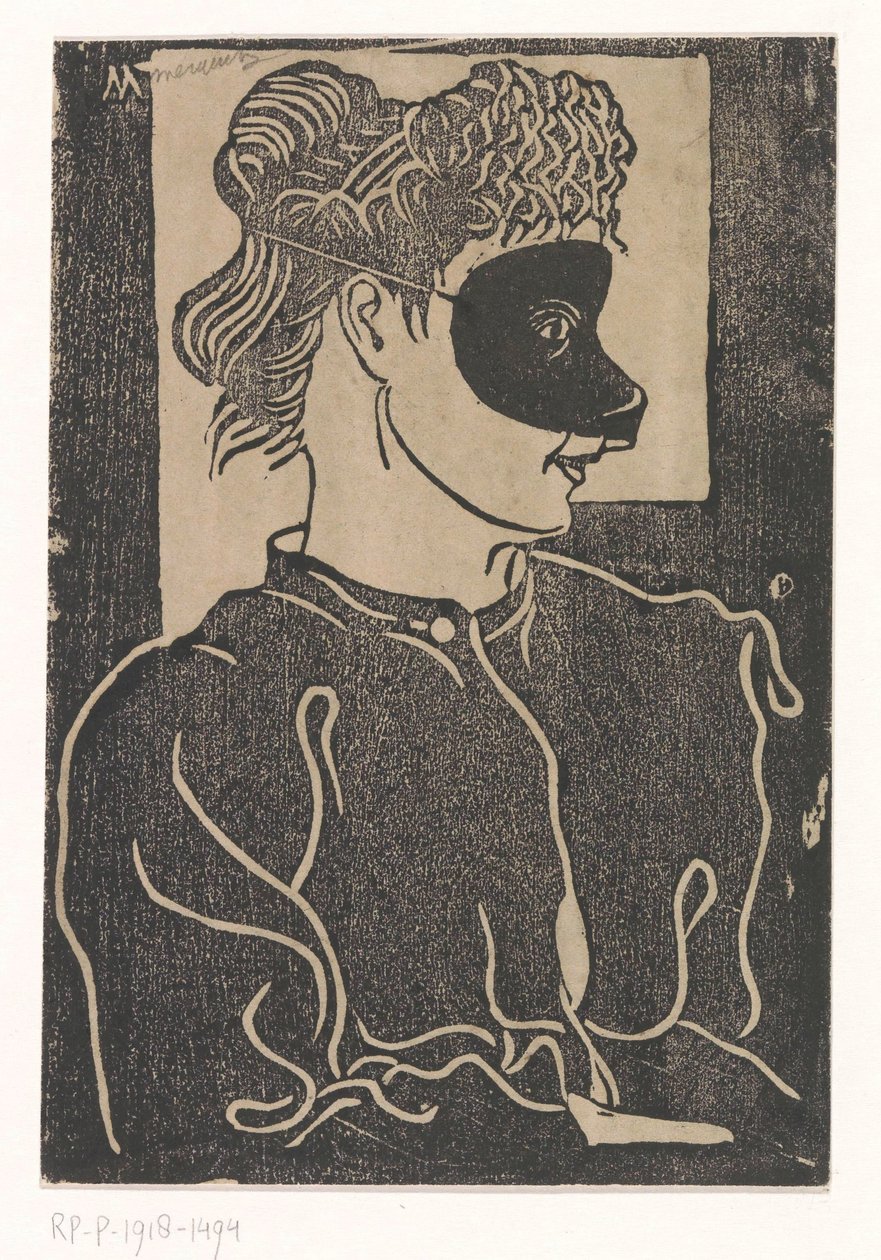 maszkos nő alkotó: Samuel Jessurun de Mesquita (signed by artist)