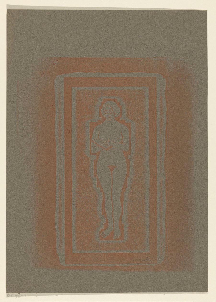 Akt könyvvel vagy kőlappal a kezében alkotó: Samuel Jessurun de Mesquita (signed by artist)