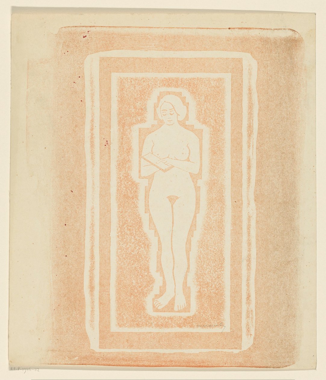 Akt könyvvel vagy kőlappal a kezében alkotó: Samuel Jessurun de Mesquita (signed by artist)